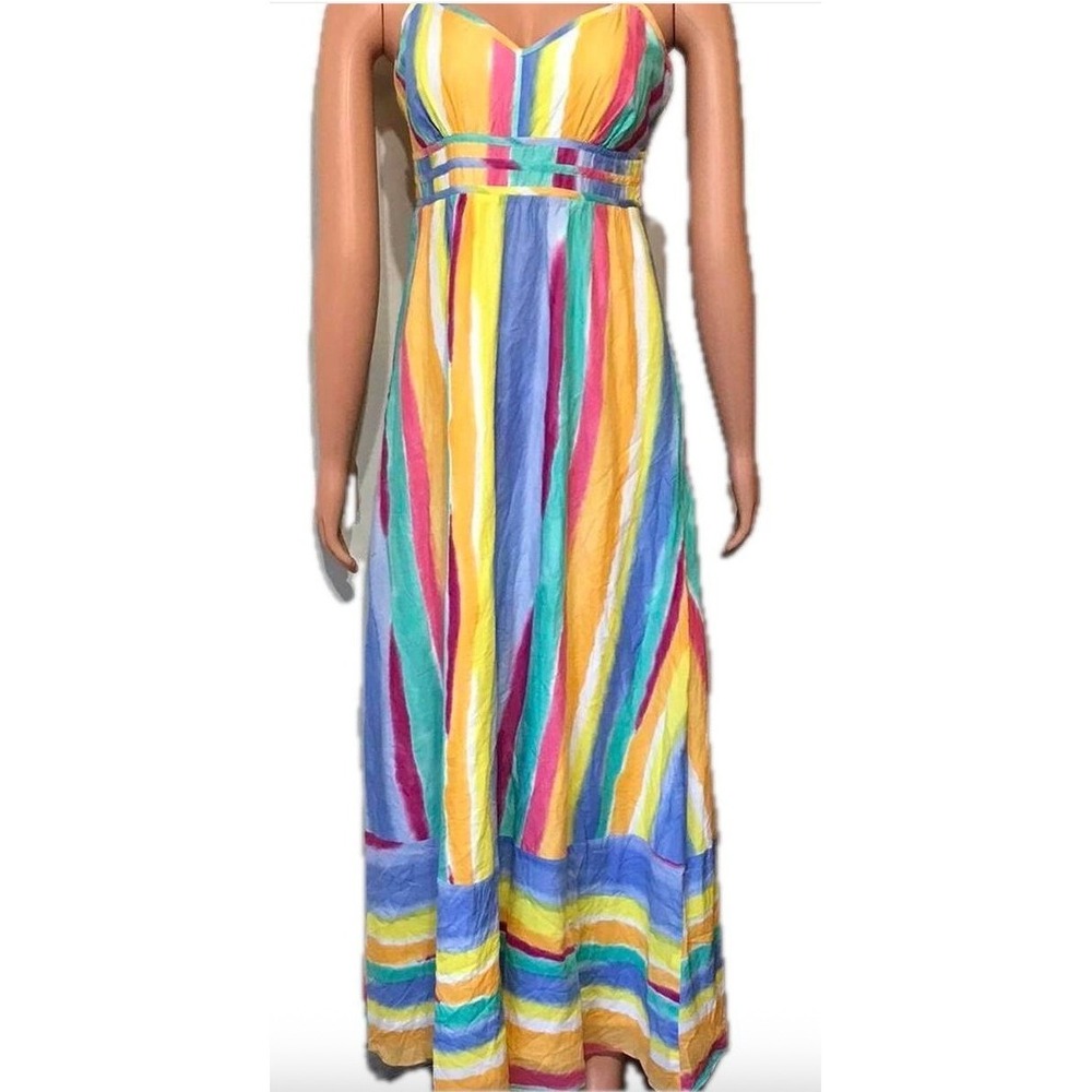 Tommy Hilfiger Lined Midi Dress Sz 4Sleeveless‎ Summer Casual Colorful Sun Dress